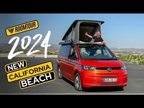 VW Beach California - Room tour of the camping bus world premiere on T7