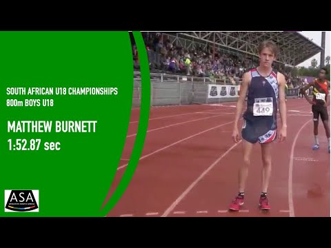 Matthew Burnett wins boys U18 800m at ASA Championships, Potchefstroom in 1;52.87 - 2 April 2022