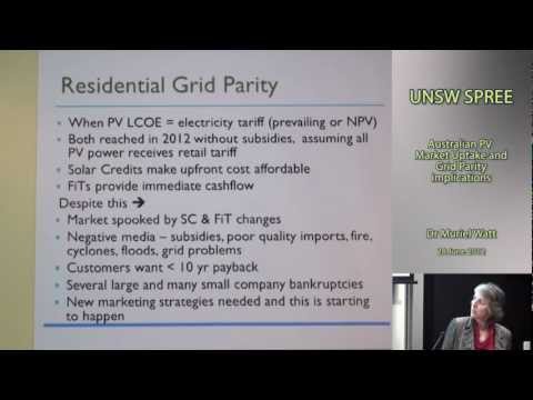 UNSW SPREE 2012-06-28 Dr Muriel Watt - Australian PV Market Update and Grid Parity Implications