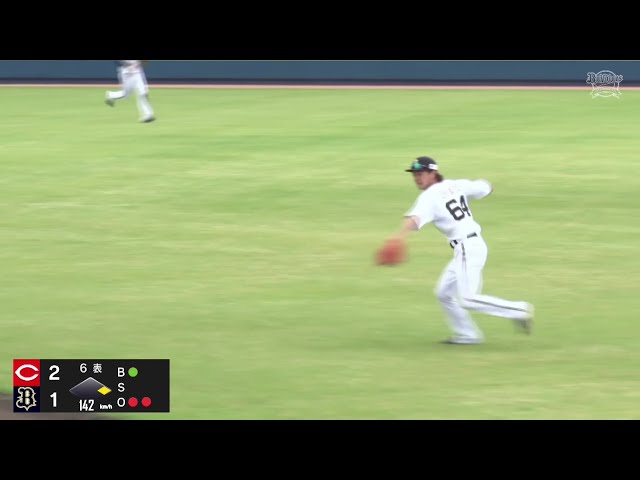 【ファーム】素晴らしい守備範囲!! バファローズ・大里昂生 一二塁間の打球に追いつき華麗に捌く!! 2025年5月16日 オリックス・バファローズ 対 広島東洋カープ