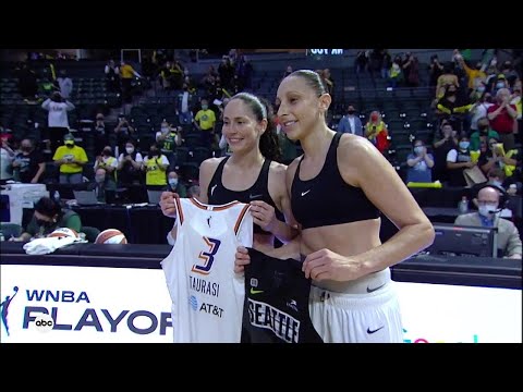 Taurasi & Sue Bird Trade Jerseys After Playing Each Other Maybe The Last Time + Post Game Interview