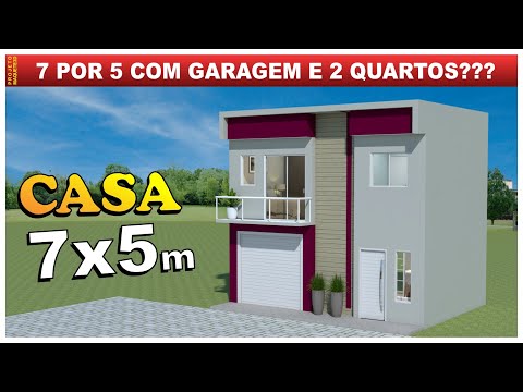 Projeto de casa pequena 7x5 metros - casa com garagem/casa popular/2 quartos