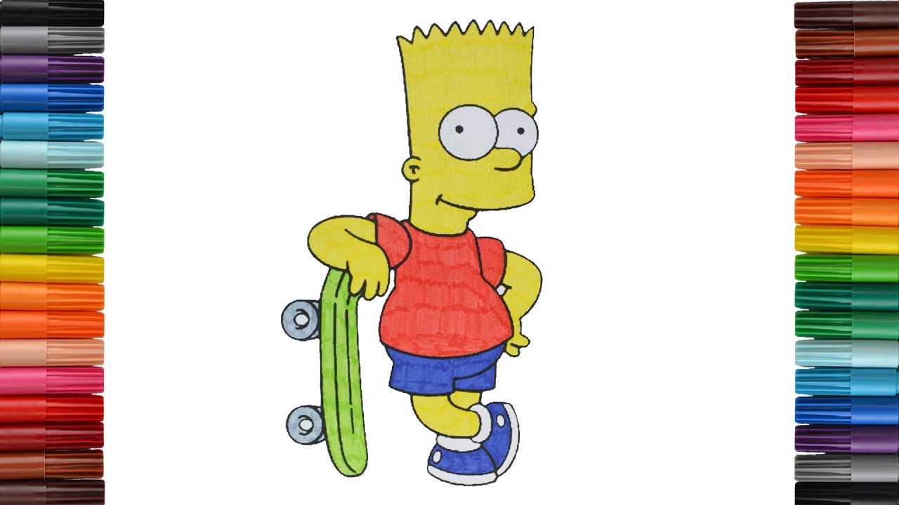 Easy Coloring BART out of SIMPSONS | Drawing Funny Pages