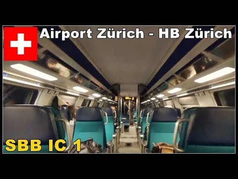 INSIDE SWISS TRAIN /SBB Ansage und Zugfahrt mit IC 1  / Flughafen Zürich - Zürich HB, Schweiz 2018