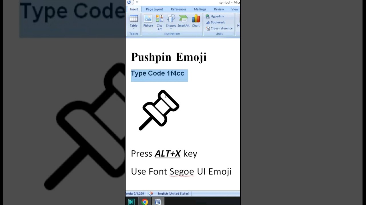 Pushpin Emoji in Ms Word  #code #computerthecourse #msword #shorts #shortvideo #reels