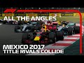 Lewis Hamilton and Sebastian Vettel Collide | All The Angles | 2017 Mexican Grand Prix