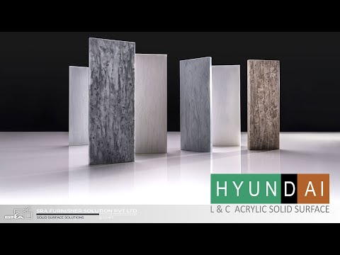 White Hyundai Sparkling Solid Surface, For Countertops, Size: 96x30 Inch