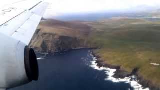 preview picture of video 'Leaving Shetland - Taking Off from Sumburgh Airport'