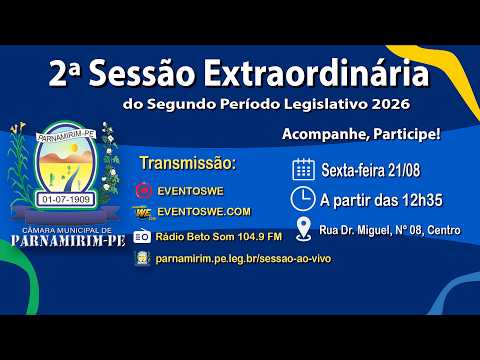 2ª Sessão Extraordinária do 2º Período Legislativo Câmara Municipal de Vereadores de Parnamirim-PE