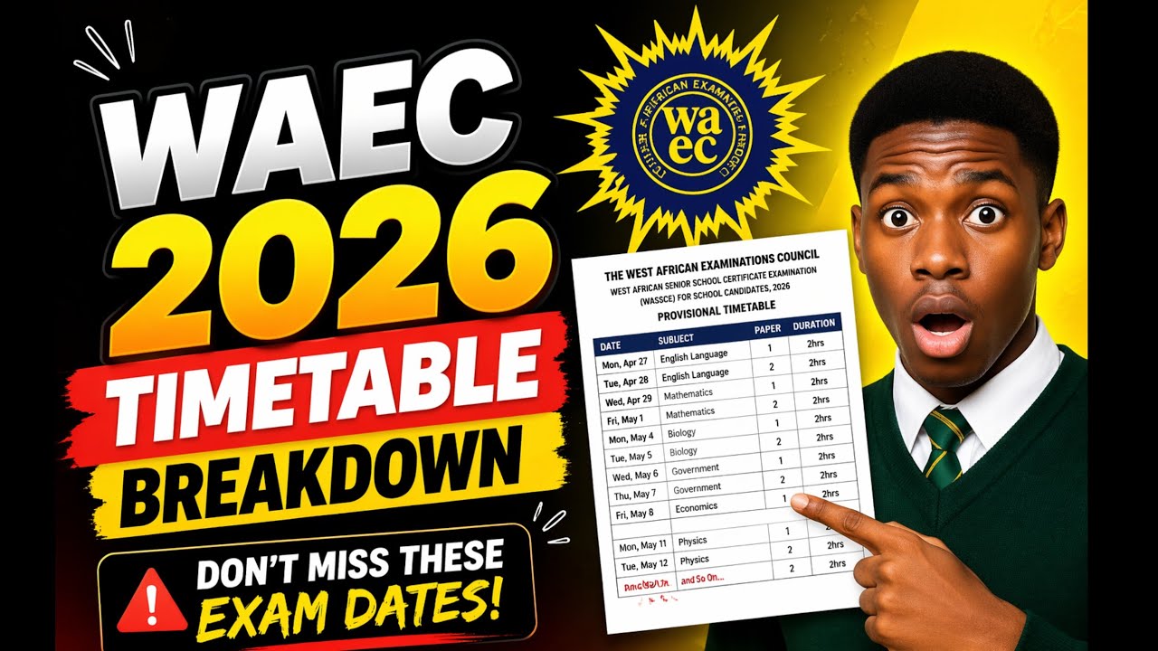 WAEC 2026 Timetable Breakdown (DON’T MISS THESE EXAM DATES!)