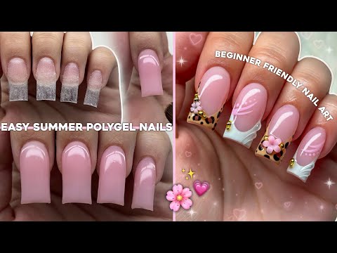 EASY SUMMER POLYGEL NAILS🌸 BEGINNER FRIENDLY NAIL ART & CUTE SUMMER NAIL DESIGN | Nail Tutorial