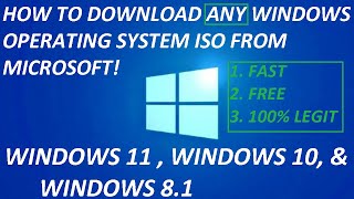 Download Windows 11 ISO, Windows 10 ISO, & Windows 8.1 ISO From Microsoft.com. Fast, FREE, Legit