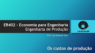 13. Os custos de produção