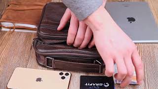 Практична чоловіча сумка шкіряна 21272 Vintage коричнева