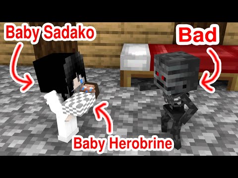 Monster School : Baby Sadako and Baby Herobrine - Sad Story - Minecraft Animation