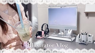 【Vlog】22歳フリーランスイラストレーターの日常🩰🤍⊹˚.┊︎お祭り🍧・依頼絵を描く・オリジナルグッズ紹介 - shirotae nun