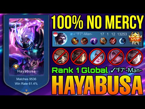 9,500+ Matches Hayabusa 100% Show No Mercy! - Top 1 Global Hayabusa by ✓°F7°-Man- - Mobile Legends