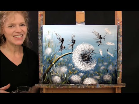 Learn How to Paint DANDELION FAIRY DANCE with Acrylic - Paint & Sip at Home - Step by Step Tutorial