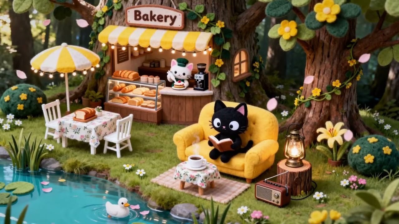 A cozy spring day at the forest café 🐱☕ Jazzy Lofi for Study, Focus & Relax