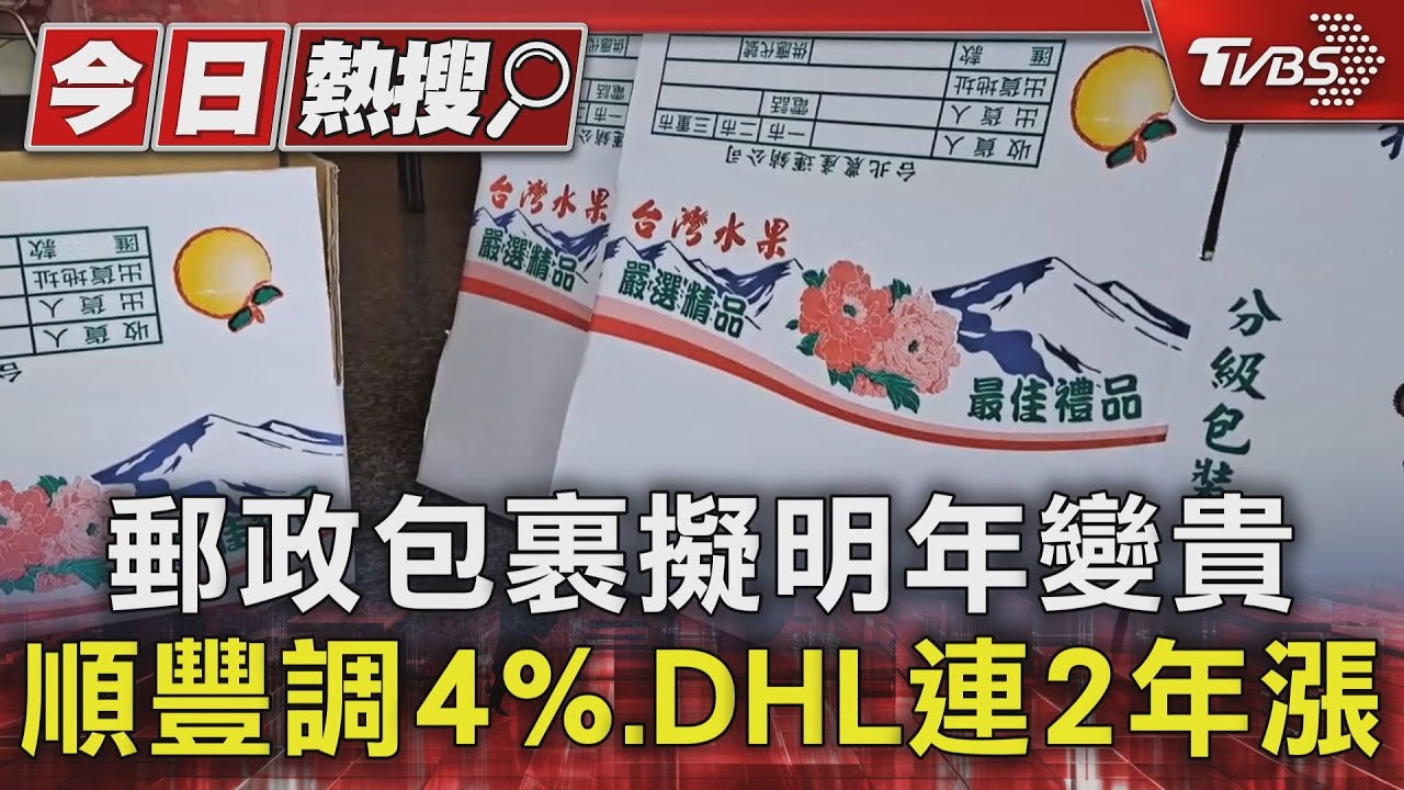 郵政包裹擬明年變貴 順豐調4%、DHL連2年漲