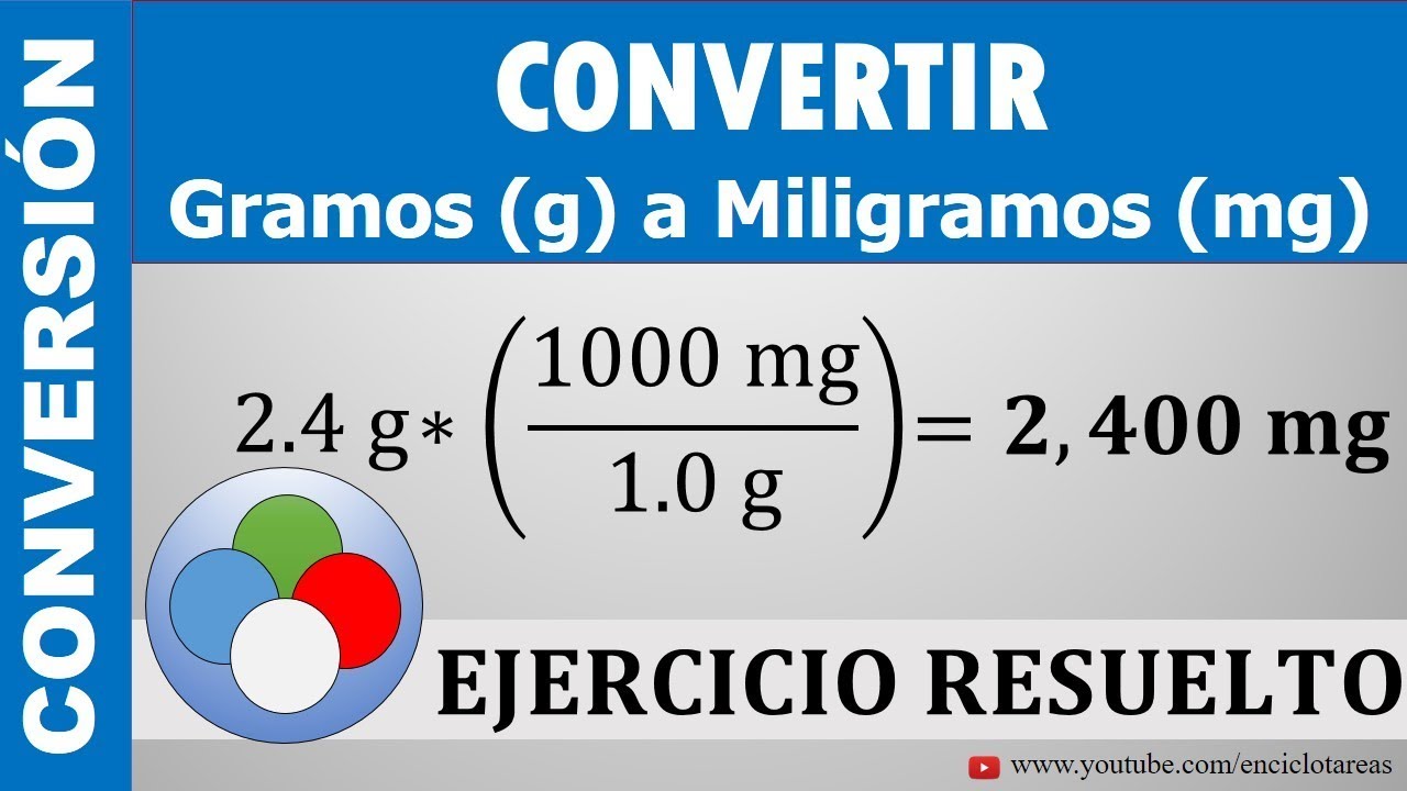 CONVERTIR DE GRAMOS (g) A MILIGRAMOS (mg) - (g a mg)