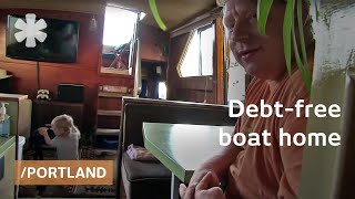 Debt-free boat tiny home for family of 3 on Portland island