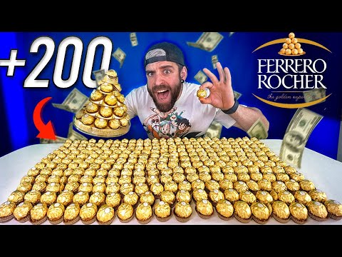 200 FERRERO ROCHER para UNA PERSONA en 1 HORA *el reto de comida más caro* (+16.000 CALORIAS)