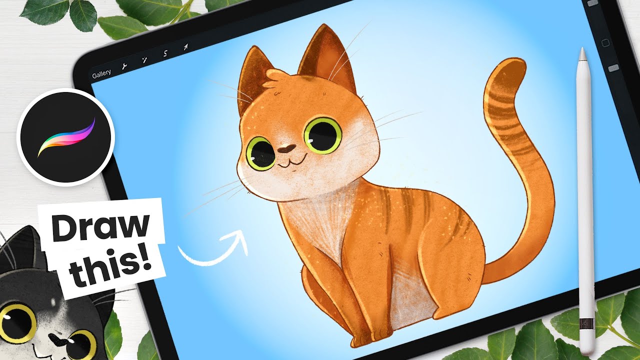 The Cutest Way To Draw A CAT • Cute • Easy Procreate Tutorial