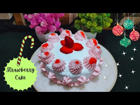 #Eggless Strawberry Cake For Beginners// With Normal Kitchen Tools// For Christmas @foodlovers_