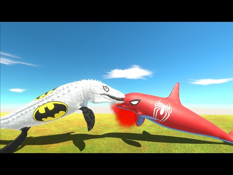 BATMAN MOSASAURUS vs SPIDER MAN ORCA - Animal Revolt Battle Simulator