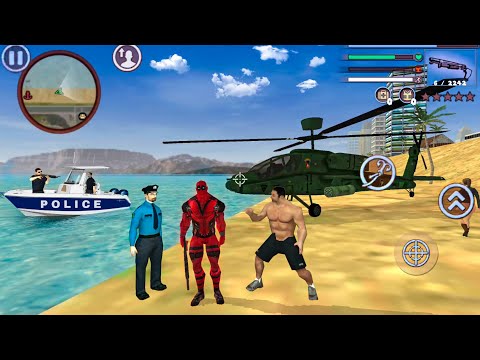 Deadpool Rope Hero Vice Town Crime Simulator #9 - Fun Helicopter at Military Base - Android Gameplay