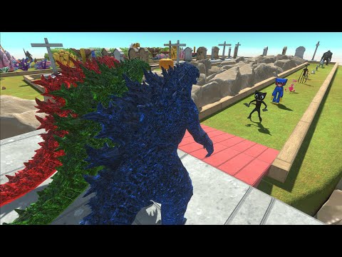 - GODZILLA RED GODZILLA BLUE  GODZILLA GREEN VS CERBERUS DEATH RUN - Animal Revolt Battle Simulator
