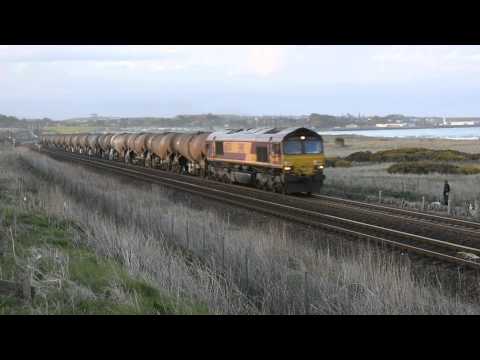 66074 working 6D84 Aberdeen Waterloo - Mossend Down Yard Passing Arbroath (Elliot)