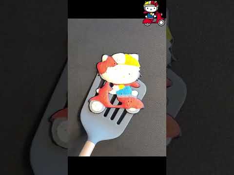 Hello Kitty Pancake Art Challenge - on Motorcycle #shorts