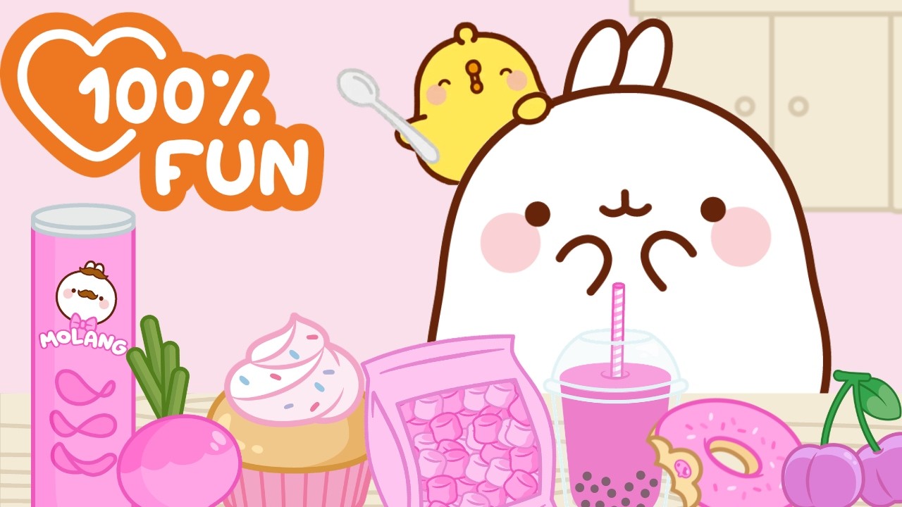 Pink Food Challenge! 💗🍓 Molang’s Sweet Taste Test