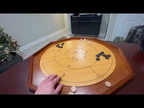 Tournament Crokinole & Checkers | Classic Dexterity Board Game for Two Players | 24 Black
