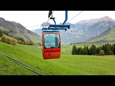 Unterholzwang - Oberholzwang Talfahrt private Luftseilbahn oberhalb Dallenwil Schweiz