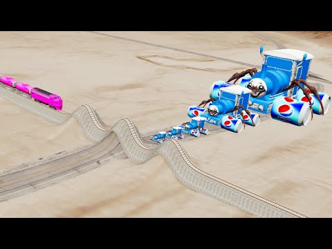 Big & Small Pepsi Soda Wheel Thomas The Tank Engine Vs Wave Bump Rail Track Vs Train  - BeamNG.Drive