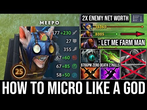NEW 8000 MMR Meepo Spammer!!! How to Micro Like a God 100% Earthbind with 27Kills Zero Death DotA 2