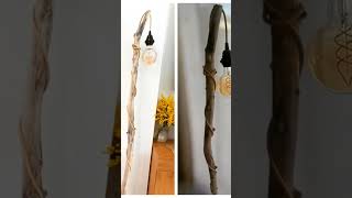 Lampe sur pied en bois flotté