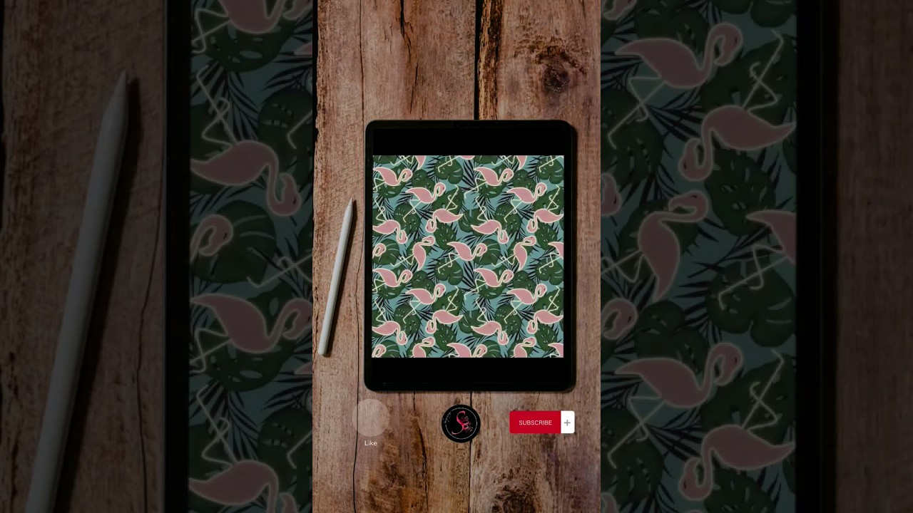 Flamingo with monster green leafs seamless pattern on procreate (time-lapse) #seamlesspattern #cute