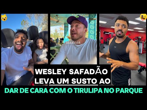 WESLEY SAFADÃO GETS A SHOCK WHEN HE RUNS INTO TIRULIPA AT THE PARK