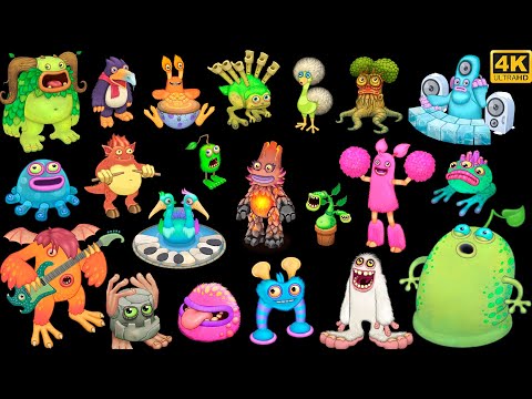 Tribal Island - All Monster Sounds and Animations (My Singing Monsters) 4k