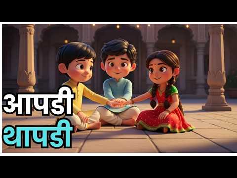 आपडी थापडी गुळाची पापडी 🥰 | Marathi Kids Rhyme |Aapdi Thapdi Gulachi Papdi 🍬 | Marathi Balgeet