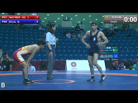 Qualification:  Samat NADYRBEK UULU (KGZ) df. Muhammad BILAL (PAK) by TF, 12-0