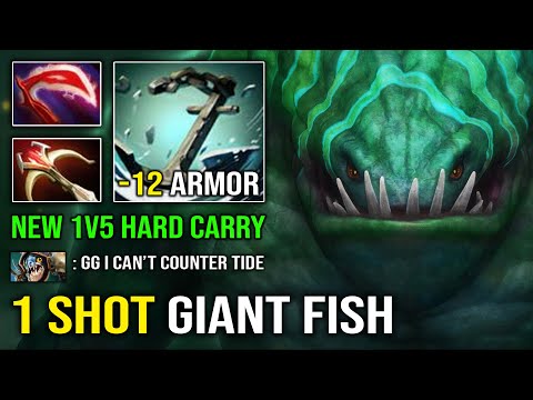WTF 1 Shot Final Boss Desolator Tidehunter -12 Armor Reduct vs Hard Counter Slark Dota 2