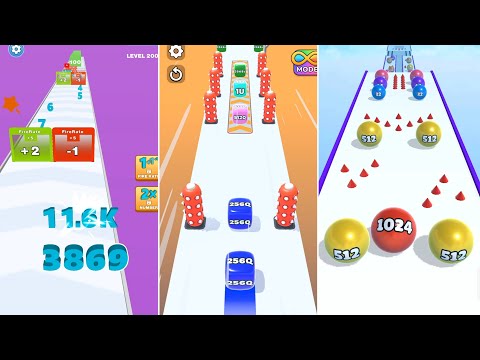 2048 Merge Race! Jelly Run vs Number Run Shooter vs Ball Merge | 64f vs 8000B vs 2048