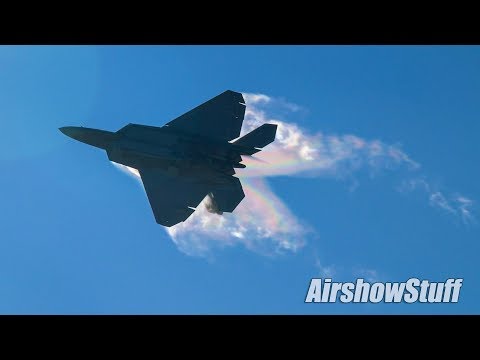 USAF F-22 Raptors - Low Approaches and Arrival - EAA AirVenture Oshkosh 2017