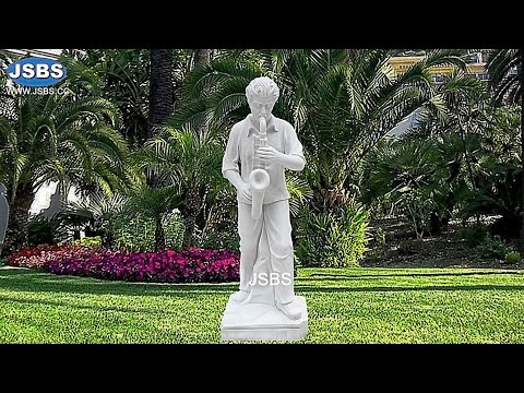 Chateau Restoration White Marble Musician Man Playing Saxophone Sculpture Art Collection Statue