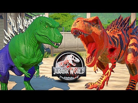 Tyrannosaurus Rex MAX LEVEL 40 vs HULK Godzilla Dinosaurs Fight 🌍 JURASSIC WORLD EVOLUTION